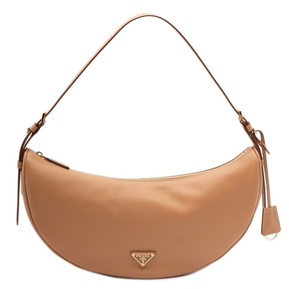 PRADA Demi Lune large leather hobo shoulder bag